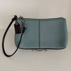 COACH Pebble Leather powder blue Wristlet